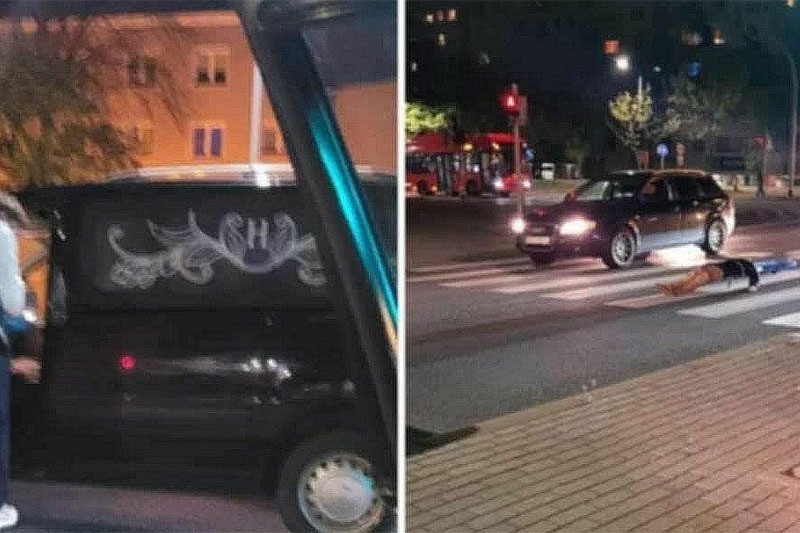 В Польше водитель катафалка потерял покойника посреди дороги В Польше водитель катафалка потерял покойника посреди дороги